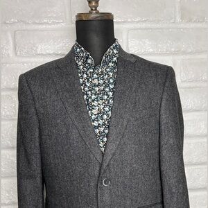 TOMMY HILFIGER Mens Blazer Sport Coat Two Button Jacket 40R Gray Wool Blend
